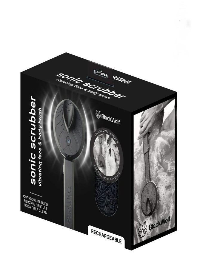 Black Wolf Silicone Body Scrubber & Exfoliator - Vibrating Loofah Shower Scrubber Brush with Handle Extension for Back - Deep Cleaning & Exfoliating Body Scrub - Bath Hygiene Essentials - Men & Women - Image 2